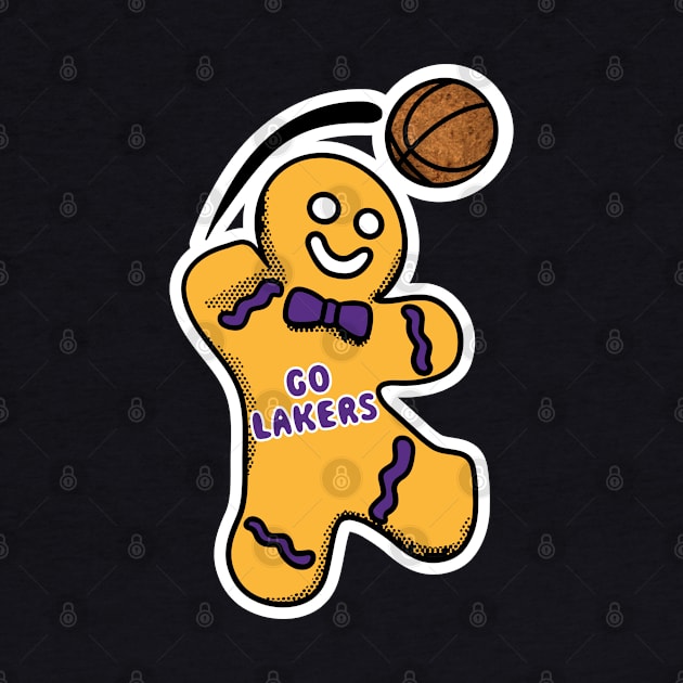 Los Angeles Lakers Gingerbread Man by Rad Love